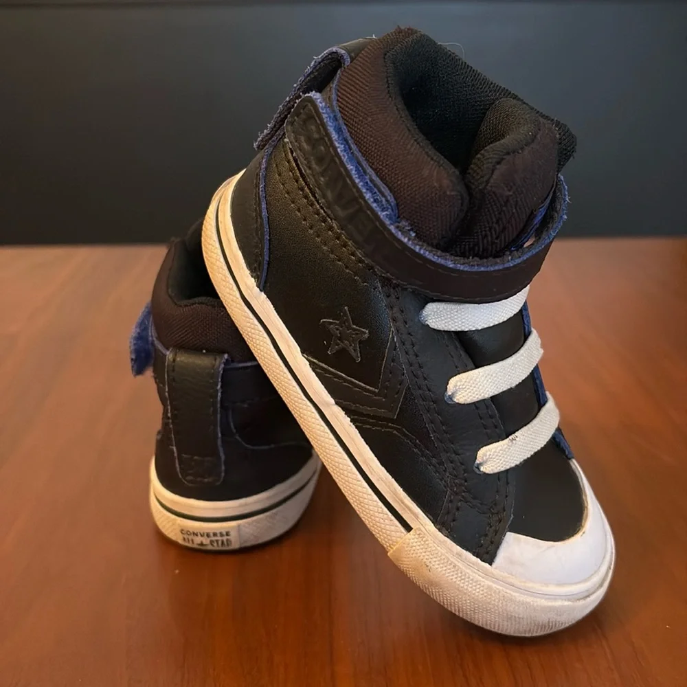 Converse Pro Blaze Strap HI Toddlers Shoes Black/White/Blue, size 7